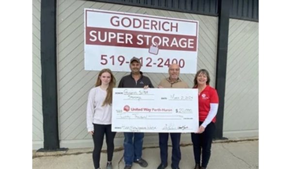 Goderich Super Storage donates $20,000 to United Way to assist the homeless.